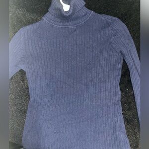 Navy Blue Form-Fitting Long Sleeved Turtle Neck